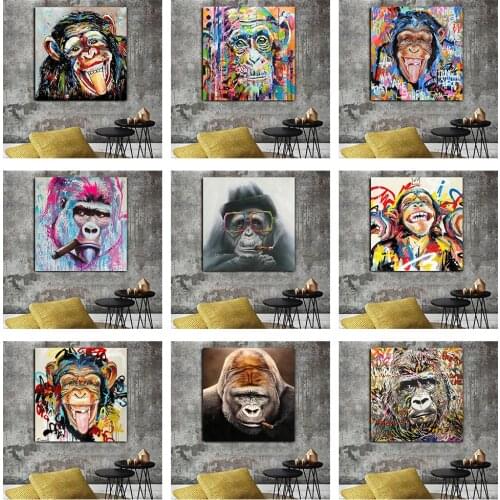 Monkey Orangutan Street Graffiti Poster Canvas Painting Print Cuadros Art Decoration Mural Home Living Room Wall Decor No Fram
