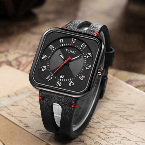 Casual Wristwatch Square Dial Wide Strap Mens Quartz Watch Luxury Brand Male Clock Unique Big Men Watches montre homme