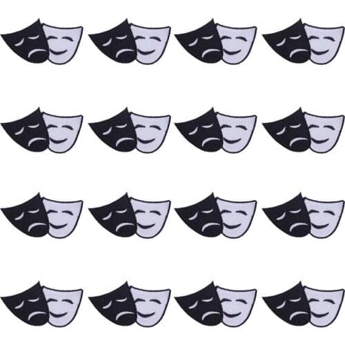 Prajna Black White Mask Patch Cool Style Iron On Patches Pack Ironing Embroidered Patches For Clothing Cheap Wholesales 10PCS