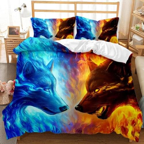 Wolf Animal Luxury Bedding Three-Piece Set Of Various Sizes For Four Seasons Household, No Sheets