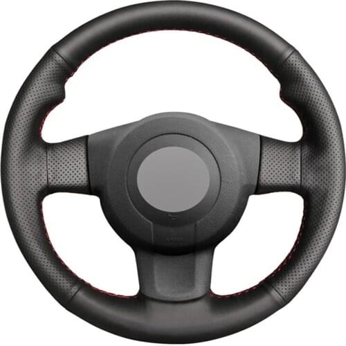 Black Artificial Leather Handsewing Car Steering Wheel Cover for Seat Leon (1P) FR 2007 Leon (1P) Cupra 2007 Ibiza (6L) FR 2006