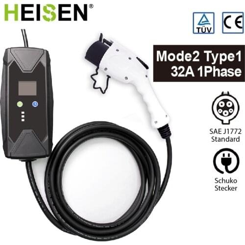 Type1 EV Portable Electric Vehicle Charger Box Level 2 1 Phase 32A 7.2KW CEE Plug 220V-240V Holder Car Charging Cable J1772
