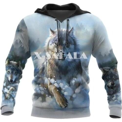 Black White Wolf Native Wolf Animal 3D Full Print Size Hoodie Man Women Harajuku Outwear Zipper Pullover Sweatshirt Unisex-2