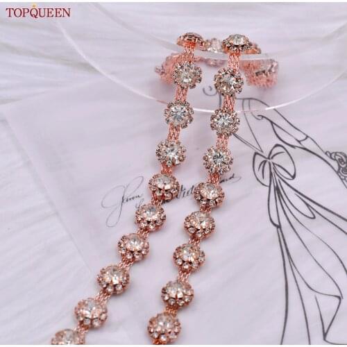 TOPQUEEN S378 Luxury Womens Belts for Dresses Wedding Belt Bridal Belt Rhinestone Black Belt Sash Wedding Rose Gold Wedding Belt