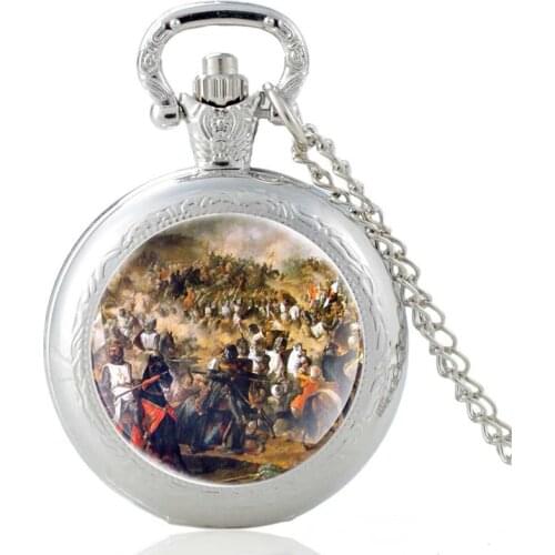Spain Batalla Be las Navas De Tolosa Silver Vintage Quartz Pocket Watch Charm Men Women Pendant Necklace Hours Clock Gifts