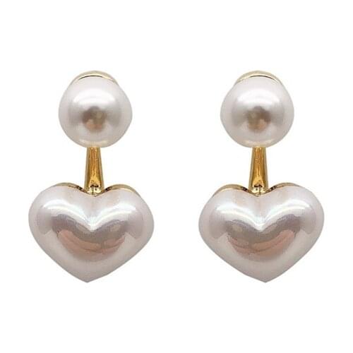 New fashion contracted Heart Pearl fine earrings joker sweet elegant temperament Women Drop earrings