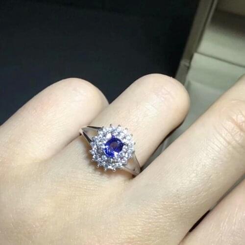 925 sterling silver inlaid with natural sapphire ring 4 * 5mm luxury wedding engagement gift exquisite jewelry envelope