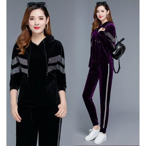 Tracksuit Women Set 2 Piece Clothing Set:hoodies+pants Elastic Velvet Conjunto Plus Size XL~5XL Sportsuits Lady Tracksuits