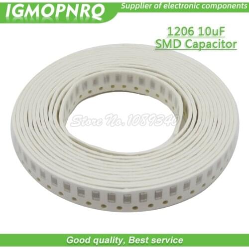 100pcs 1206 smd capacitor 10uF X5R Error 10% 16V 1206 106 capacitance IGMOPNRQ