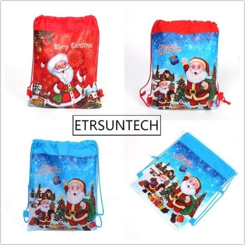 120pcs Christmas Gift Candy Bag Santa Claus Drawstring Bag Backpack Kids New Year Stockings Gifts Holders Bag Xmas Party