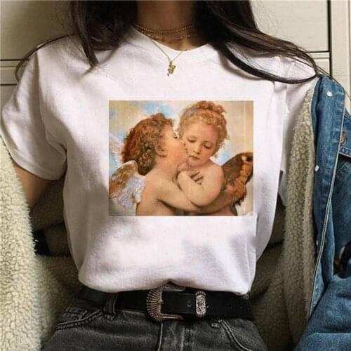 2020 Harajuku t shirt women Angel Funny Ullzang 90s Korean Style T-shirt Aesthetic Kawaii vintage Tshirt Fashion Top Tees Female