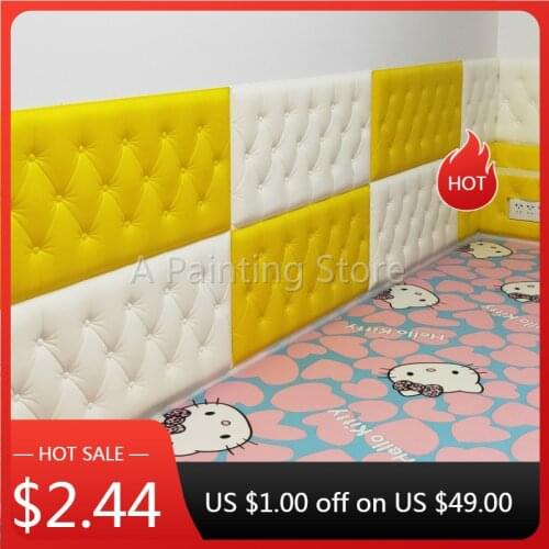 3D Wall Stickers Wallpaper Anti-collision Self-adhesive Thicken Tatami Wall Mat Pad Baby Kids Bedroom Foam Cushion Home Decors