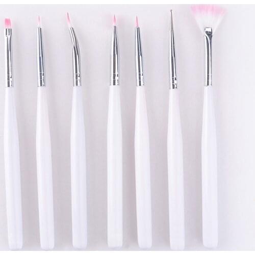 Hot New 7Pcs Nail Painting Brushes UV Gel Acrylic Nail Art Builder Manicure Brush Pen Dotting Painting Acrylic Nail Brush Set