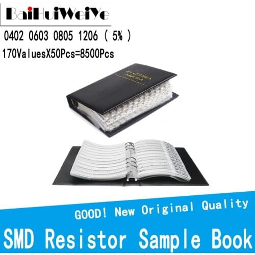 8500Pcs/Lot 1206 8050 0603 0402 5% SMD SMT Chip Resistor Assortment Kit 170Values*50Pcs Sample Book 0R-10M Sample Kit DIY