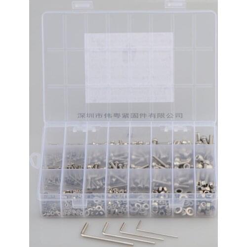 880Pcs/set DIN912 M2 M3 M4 M5 304 Stainless Steel Hexagon Socket Head Cap Screws Furniture Hex Bolts Assortment Kit