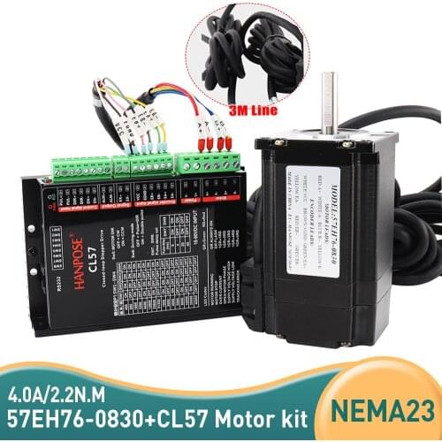 Free Shipping 57CME22 DC-18-90V Servo Driver 57EH76-0830+CL57 drive sets 4.0A 2.2N.m NEMA23 Closed Loop motor for CNC milling