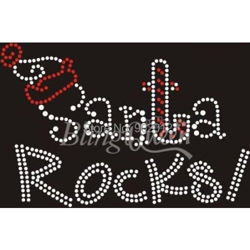 BlingQueen 25PCS/LOT Rhinestone Transfers Christmas Santa Rocks Design