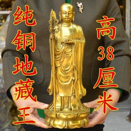 38CM LARGE 2021 Asia home shop hall efficacious Talisman bless Safe health Good luck Ksitigarbha Dizang pusa Buddha BRASS statue