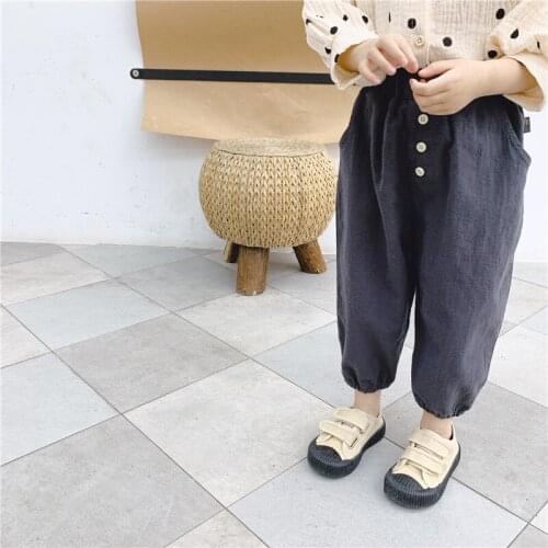 2021 Childrens Casual Pants Autumn New Childrens Korean Style Harem Pants Casual Pants Girls Solid Loose Trousers 2-7 Years
