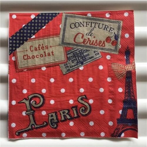Decoupage wedding servilletas napkins paper cute tissue Paris towel white red dot birthday party elegant towel decor 20 3-ply