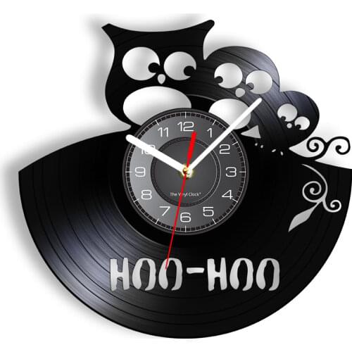Hoo Hoo Baby Owl Wall Clock Kid Room Nursery Decorative Clock Made Of Vinyl Record Animal Wall Decor Clock Owl Lovers Gift