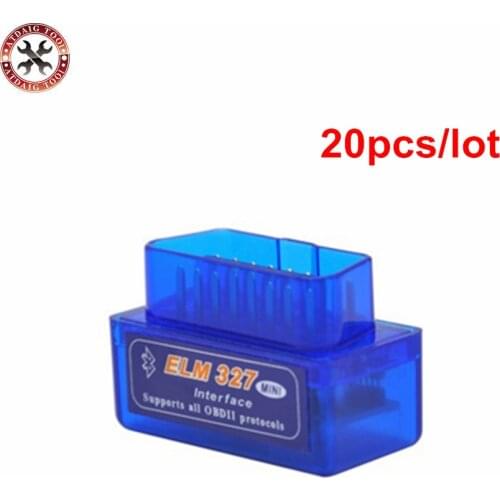 20pcs/lot Free Shipping Super Mini ELM327 Bluetooth OBD2 Diagnostic Tool ELM 327 V2.1 Latest Version