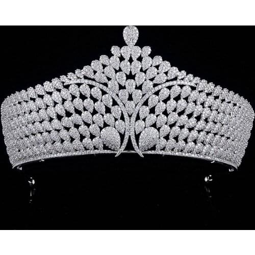 EYER Luxury Pretty Cubic Zirconia Royal Tiara for Wedding,Crystal Princess Tiaras Diadem for Women,Girl,Prom,Party Head Jewelry