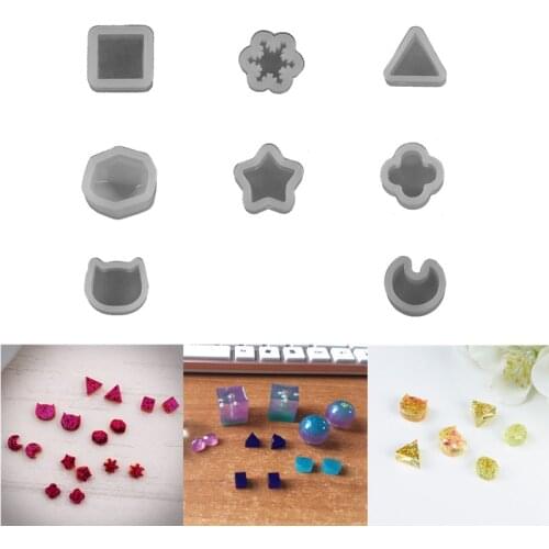 8Pair/set Crystal Pendant Resin Epoxy Molds Mixed Style Silicone UV Resin Casting Mould For DIY Jewelry Making Necklace Supplies