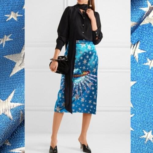 Hot sale fashion Gold silk sci-fi star yarn-dyed jacquard fabric for dress coat brocade fabrics patchwork tissu tissus tecido