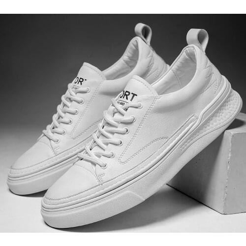 Men Casual Shoes Split Leather Mens shoes Comfortable Outdoor White Sneakers High Quality Man Flats Fashion Style Spring Autumn