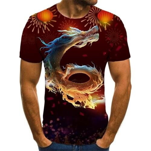 KYKU Brand New Year T shirt Men Animal Anime Clothes Dragon Tshirt Printed Hip Hop Tshirts Casual Short Sleeve summer New Slim
