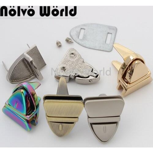 Nolvo World 2-10 pieces 7 colors 25*19mm Pearl silver Press lock Rainbow Triangle shape decorative press locks