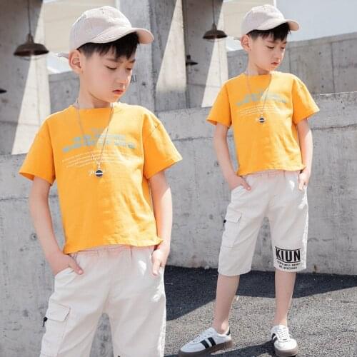 Fashion Spring Summer Kids Clothes Suit Baby Boys T-shirt+ Shorts 2pcs/Set Kids Teenage Top Sport Childrens Day Gift Formal