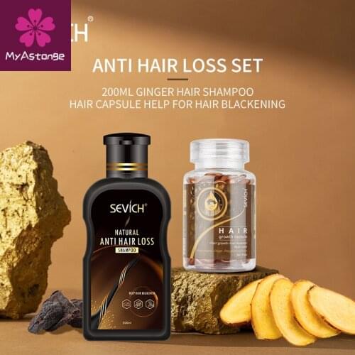 Sevich Hair Loss Treatment Kit Polygonum multiflorum Hair Growth Capsule Nourishing Serum 200ml Anti-Hair Loss Ginger Shampoo