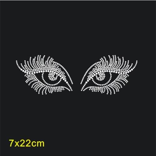 Eyes sticker iron on applique patches hot fix rhinestone transfer motifs designs iron on transfer fixing rhinestones for shirt