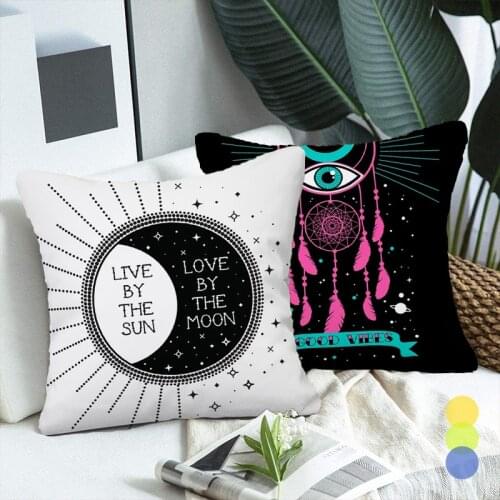 Tarot Black Polyester Cushion Cover Mysterious Eyes Planet Decorative Pillowcase 45x45cm Home Decor for Living Room Sofa Couch