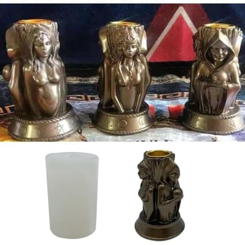 Witch Goddess Candle Holder Epoxy Resin Mold Concrete Plaster Casting Silicone Mould DIY Crafts Home Decorations Mold
