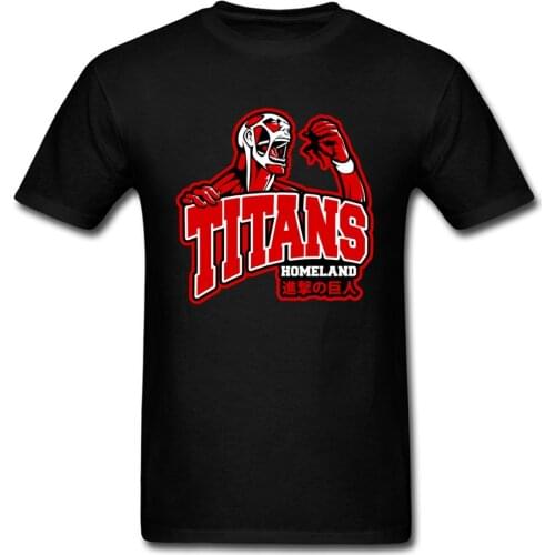 Awesome Cool Men T-shirt Attack On Titan Giant Monster Anime Print Mens Black T Shirt Cotton Tops & Tees Wholesale