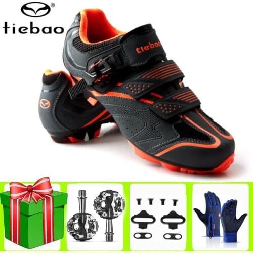 Tiebao Cycling Shoes Add SPD Pedal Set Mountain Bike Men Outdoor MTB Bicycle Self-locking Sneakers Women Bicicleta Carretera