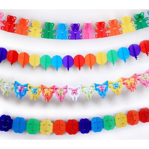 Colorful Paper Flowers Garland Decors Reusable Party Streamers Hanging Garland Tissue for Birthday Wedding Baby Shower Party