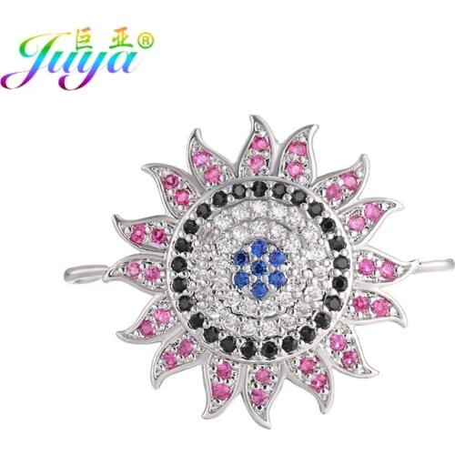 Juya Olho Grego Jewelry Components Multicolor Cubic Zirconia Greek Evil Eye Charms For DIY Bracelets Earrings Making