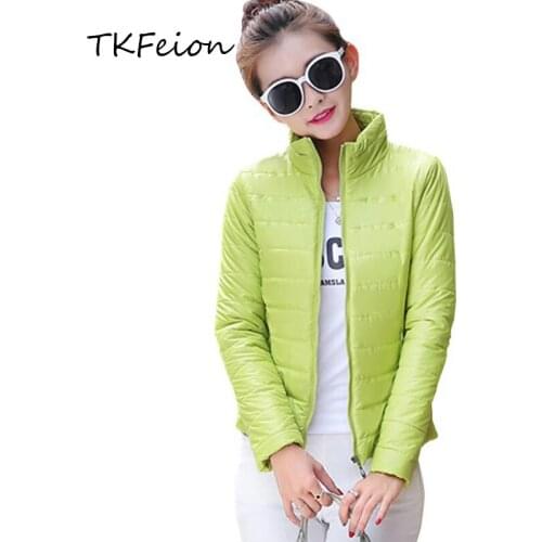 Female Winter Short Jackets Light Green 2020 New Arrived Spring Autumn Style Women Cotton Padded Parka Ladies Slim Coat Jackets