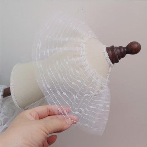 1M Embroidery Dot Lace Fabric Guipure Tulle Lace Mesh Fabric Trim Wide 12cm DIY Sewing Lace Ribbon Dress Decoration Crafts QT26