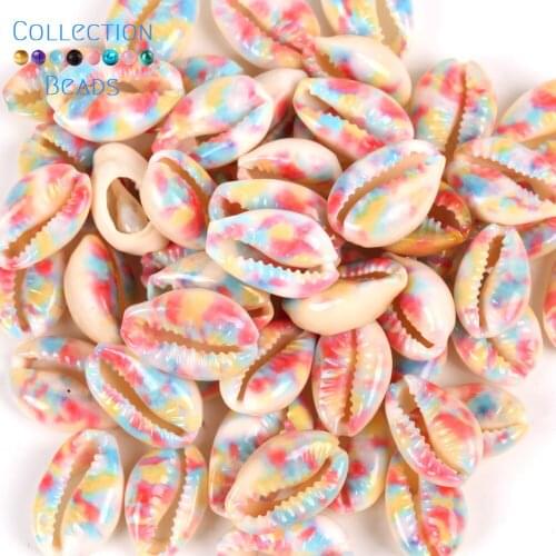 10-20mm Natural Colourful Seashell Cowrie Conch Loose Spacer Beads Beach Sea Shells DIY for Jewelry Making Bracelet 10Pcs