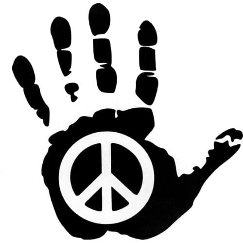 14.5cm*15cm Peace Sign Hand Vinyl Car Sticker Motorcycle Decals Black/Silver S6-3273
