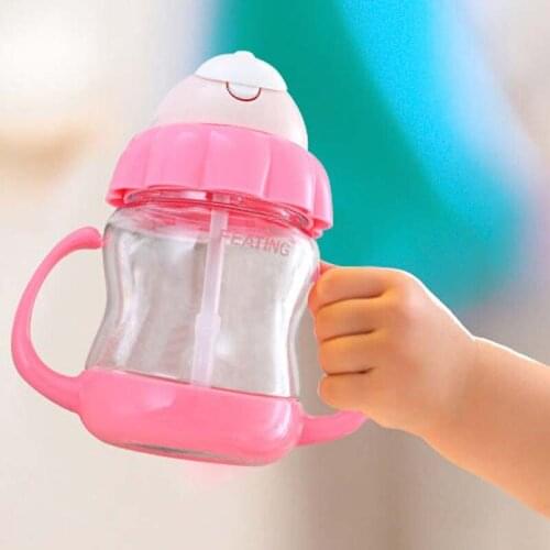 340ml Baby Drinking Cup Training Sippy Cups Learning Cup With Handle Straw Baby Milk Feeding Feeder