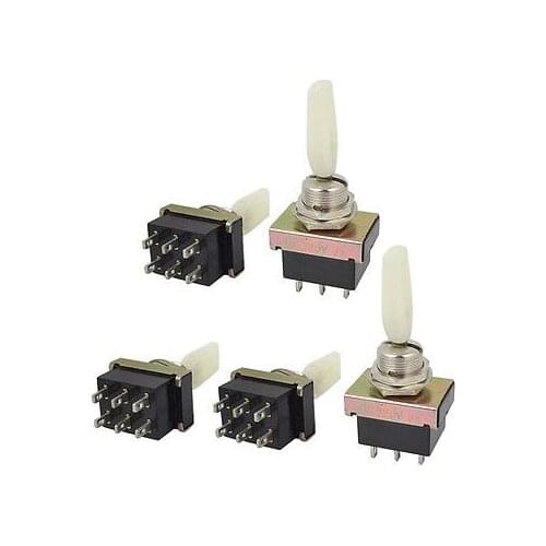 5Pcs AC 220V 3A DPDT 3 Position 6 Pin Toggle Switches Black KN3-203B