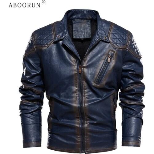 ABOORUN Men's Faux Leather Jackets