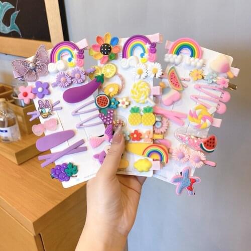 Glitter Rainbow Clip Girls Hairpins Korea Cute Princess Broken Hairpins Little Girls Net Red Headdress Baby Bling Hairpins