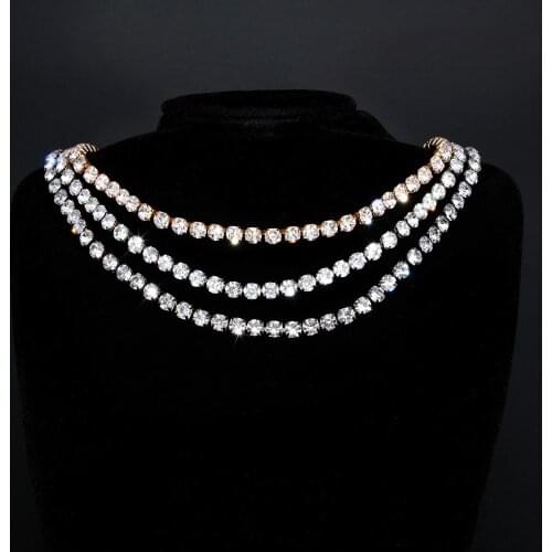 CZ Diamonds Choker Necklace Luxury Clavicle Chain For Women Jewelry Gift Cuban Chain Crystal Elegant Shiny